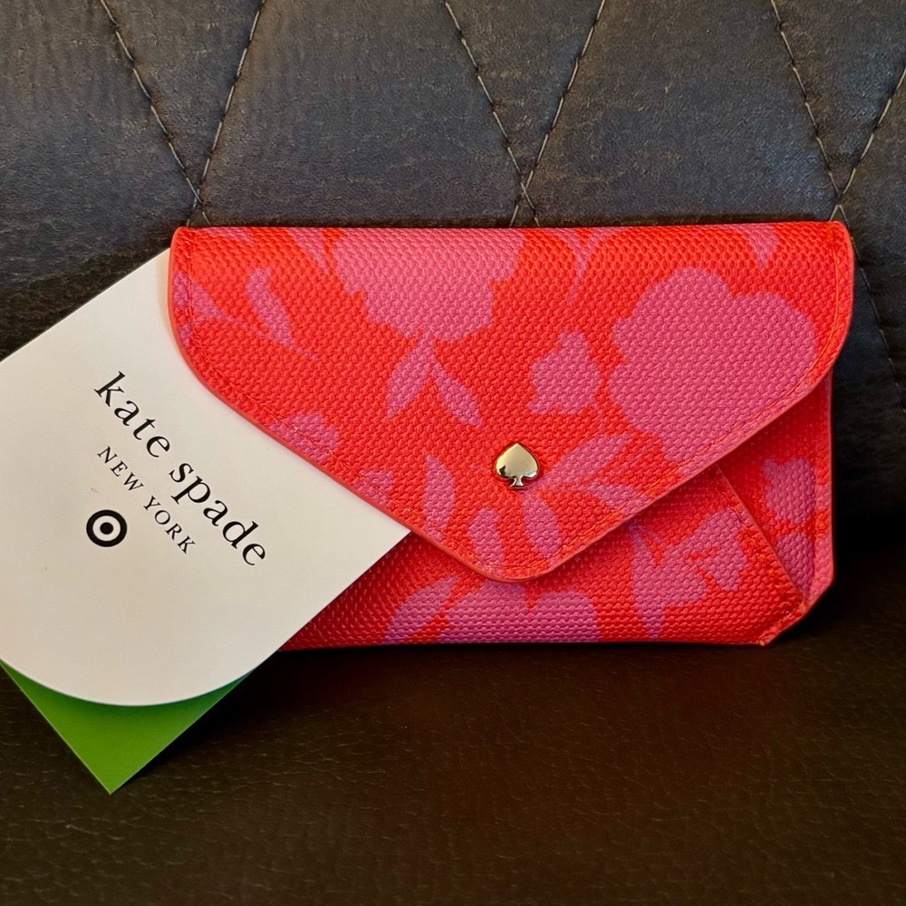 Kate Spade x Target envelope card case. Red and Pink Floral